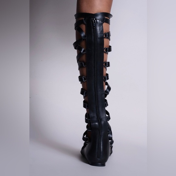 Aminah Abdul Jillil Riyka Gladiator Sandal Black Leather Size 8 GUC - Picture 9 of 10